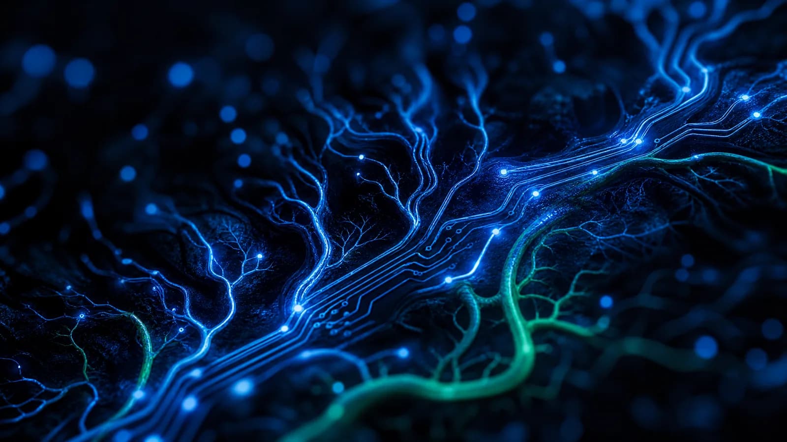 Abstract glowing circuit-board pattern